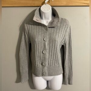 Faded Glory Gray Ribbed Cardigan Sweater Med(8-10)